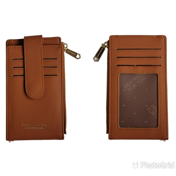 Weichen RFID Card Holder Wallet Brown Faux Leather‎ Folding Snap Closure ID - Picture 1 of 14